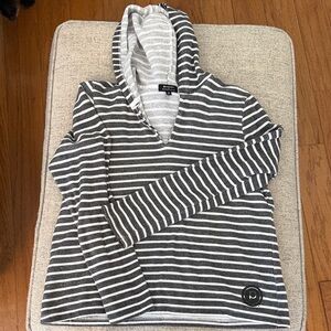 Pure Barre Black and White Striped V-Neck Sweater